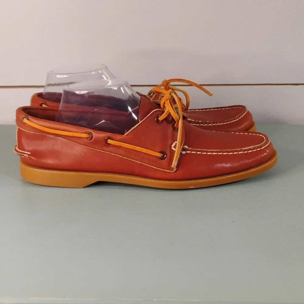 Florsheim Men's Brown Leather Sea Tracs Boat Shoes Round Toe Lace-Up US 11.5